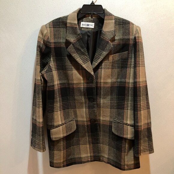 VTG White Stag Womens 1X  Brown Plaid 3 Button Front Blazer Jacket Academia - Picture 4 of 10
